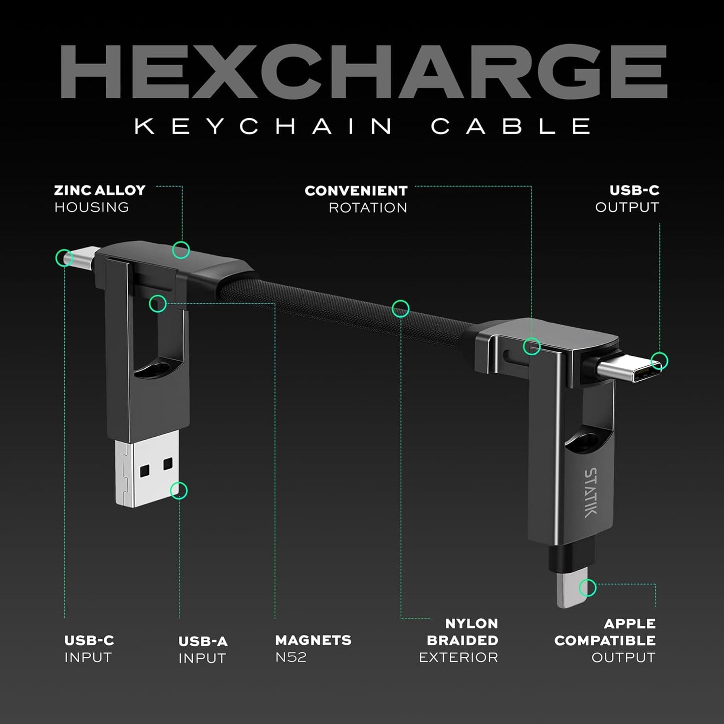 HexCharge Keychain Cable
